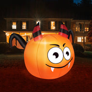 CAMAULAN 4FT Halloween Pumpkin Outdoor Decoration with a Bat
