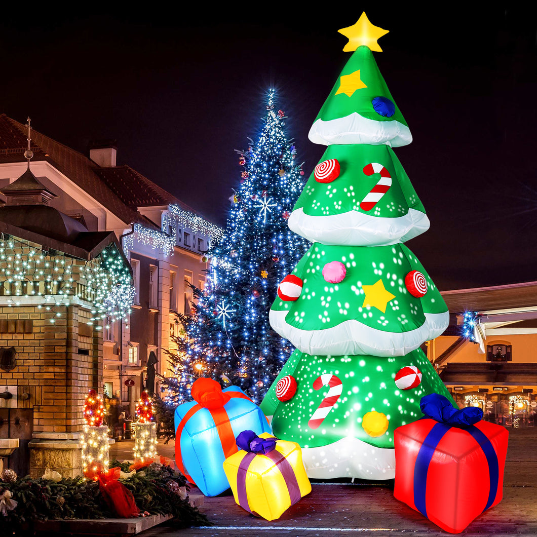 7FT Inflatable Christmas Tree Santa Decor w/LED Lights Outdoor Yard Decoration