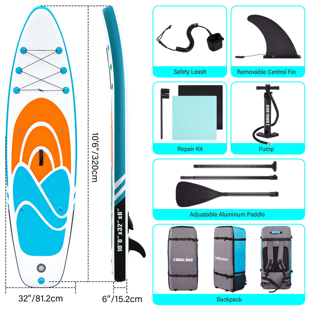 CAMULAND Paddle Boards for Adults with Premium SUP Accessories and Backpack, Inflatable Paddle Board Stand up Adults with Adjustable Paddle and Removable Fin Orange