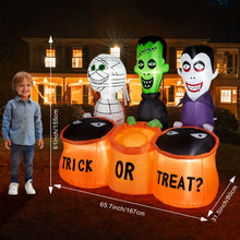 Load image into Gallery viewer, 5FT Halloween Inflatable Decorations, CAMULAND Halloween Inflatable Built-in LED Lights Blow Up Yard Decoration with Mummy, Vampire, Green-Faced Ghost and TRICK OR TREAT, Ideal for Gardens, Yards and Lawns
