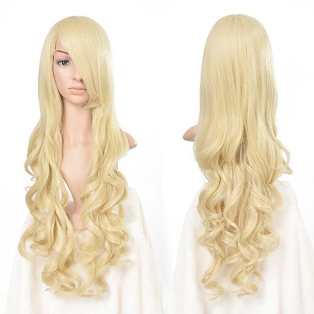 AGPTEK 33 inch Heat Resistant Curly Wavy Long Wigs Blond Hair Cosplay Halloween