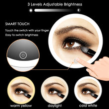 Load image into Gallery viewer, Vanity Mirror 10-TIMES Magnifying LED Lighted Make-up Swivel Suction Cup Compact Folding
