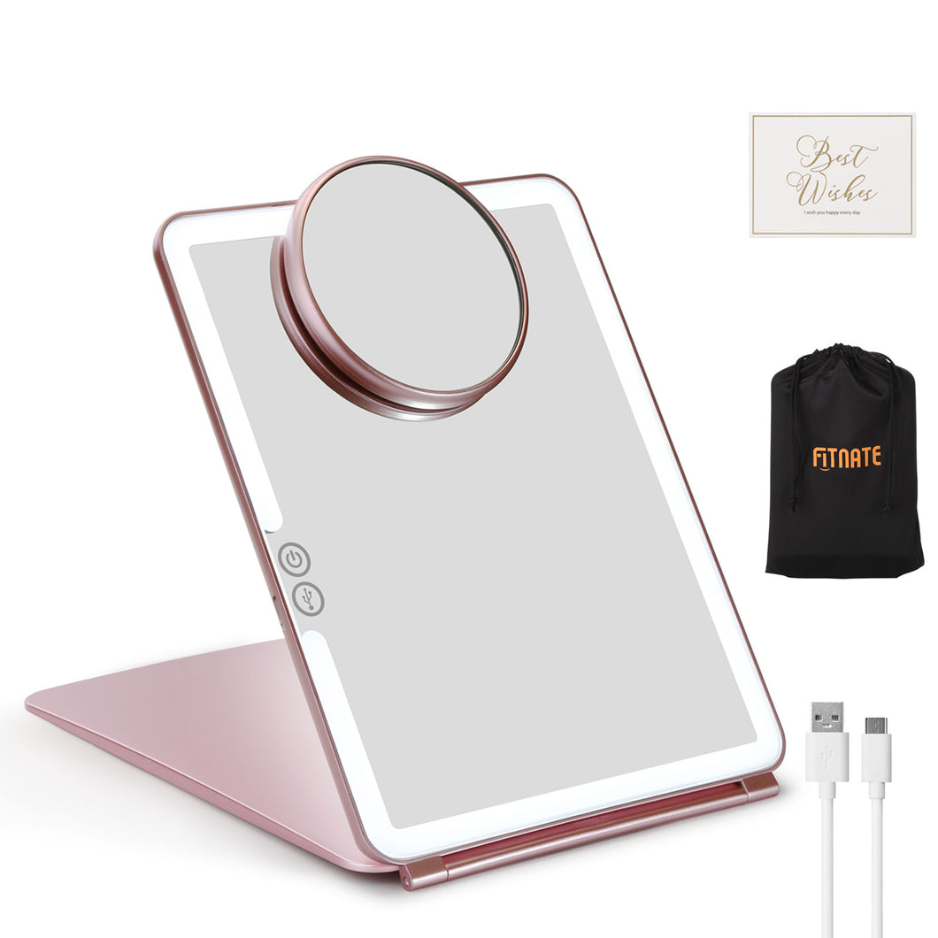 Magnifier USB Charging LED Makeup Mirrors Portable Vanity Lighted Rechargeable
