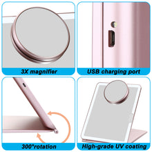Load image into Gallery viewer, Magnifier USB Charging LED Makeup Mirrors Portable Vanity Lighted Rechargeable
