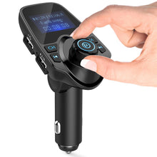 Load image into Gallery viewer, AGPtek Wireless Bluetooth FM Transmitter Radio Adapter Car Kit With USB Car Charger AUX Input 1.44inch Display TF Card Slot
