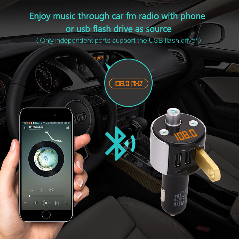 Wireless Bluetooth Car Kit FM Transmitter Radio MP3 Player USB Charger Adapter