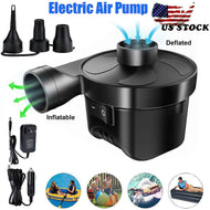 AC DC12V Electric Air Pump Inflator Deflator Home Car Mattress Pool w/ 3Nozzle