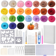 Load image into Gallery viewer, Needle Felting Kit 24 Colors Wool Roving Felt Starter Kit Tools with Fibre Yarn DIY
