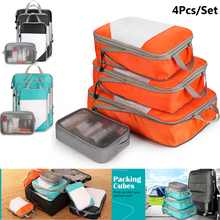 Load image into Gallery viewer, 4PCS Orange Travel Suitcase Storage Bag Set Luggage Organizer Bags Clothes Packing Cube
