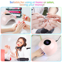 Load image into Gallery viewer, Pink FINATE 72W UV LED Gel Nail Lamp with 4 Timers Auto Sensor Quick Dry Manicure Set
