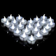 24 Pack White LED Tealight Timer Candles Battery Operated Flameless Smokeless