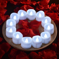 12Pcs Cool White Flickering Led Tealight Timer Candles