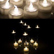 Load image into Gallery viewer, 100pcs LED Flickering Candles Tea Light Warm White Flameless Smokeless Flashing
