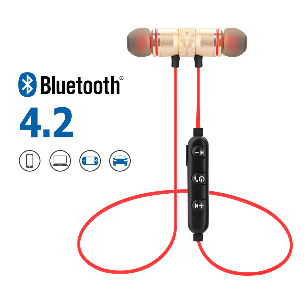 Metal Magnetic Wireless Bluetooth Earphone Sports Headset Stereo Bass Headphone