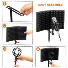 Load image into Gallery viewer, Foldable Microphone Isolation Shield Adjustable Tripod Stand Recording Studio
