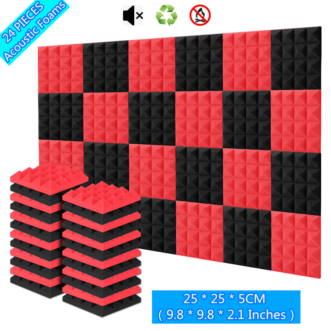 Sound Proof Padding, AGPtEK 24 Packs Soundproof Foams 25x25x5CM Acoustic Foam Panels, Ideal for Recording Studio, TV Room, Kid’s Room,and Office and Podcast Recording