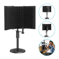 AGPtEK Compact Microphone Isolation Shield+Desk Mic Stand Soundproofing Insulation Stainable Adjustable