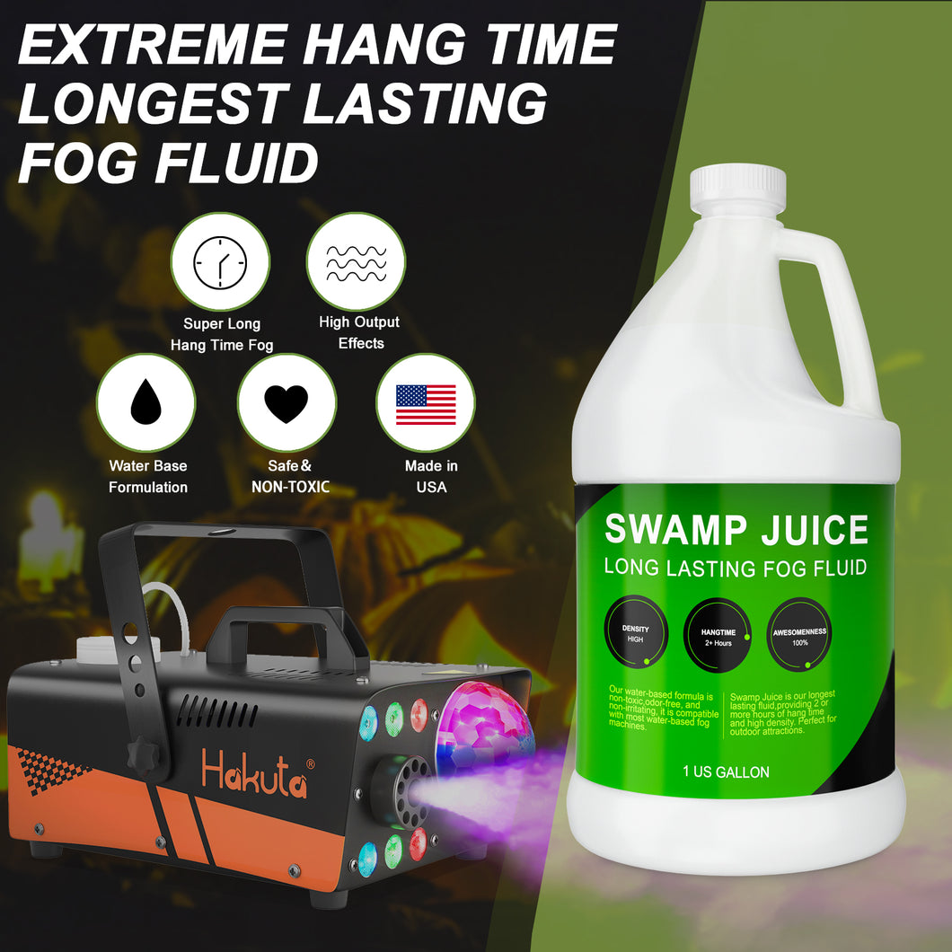 Swamp Juice, Ridiculously Long Lasting Fog Fluid, 2-3 Hour Hang Time for Halloween and Home Haunters, Theatrical Effects 1 Gallon