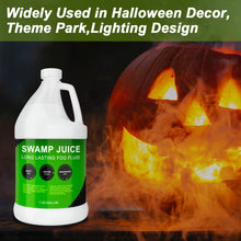 Load image into Gallery viewer, Swamp Juice, Ridiculously Long Lasting Fog Fluid, 2-3 Hour Hang Time for Halloween and Home Haunters, Theatrical Effects 1 Gallon
