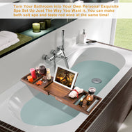 Expandable Bamboo Bathtub Caddy Bath Tub Organizer Tray