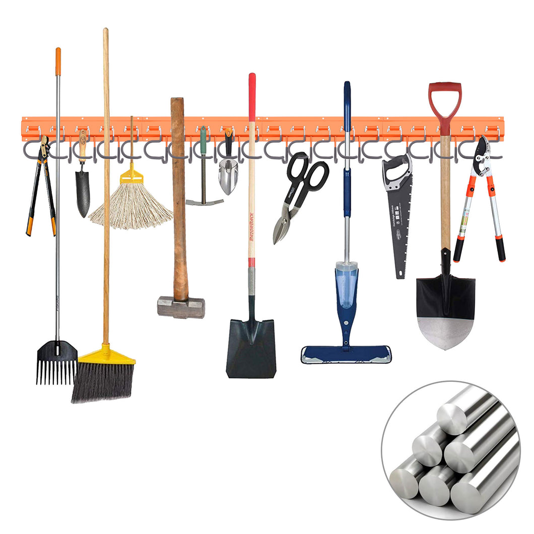 4 Set 64” Garden Tool Organizer Wall Mounted Hanger Hooks Home Garage