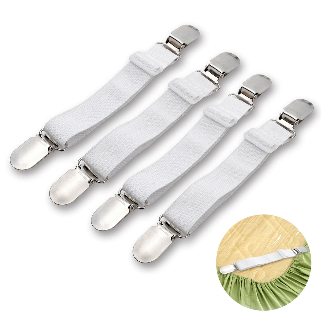 4pcs Adjustable Bed Sheet Holders Fasteners Grippers Clips Suspenders Straps