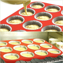 Load image into Gallery viewer, 12 Cup Cupcakes Muffin Baking Pan Silicone Mold Non-Stick BPA Free Flexible
