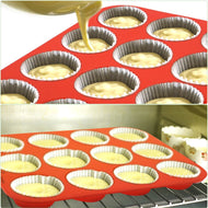 12 Cup Cupcakes Muffin Baking Pan Silicone Mold Non-Stick BPA Free Flexible