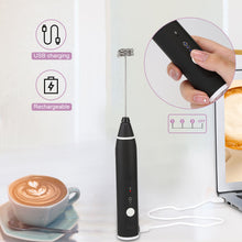 Load image into Gallery viewer, USB Electric Milk Coffee Frother Set 3 Speeds Foam Maker Blender 2 Whisks Heads
