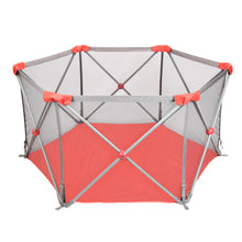 Load image into Gallery viewer, Odoland Pink Safety Playpen Portable Foldable Mesh Playard Infants Toddler Fence
