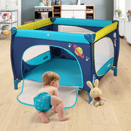Odoland	39''x 39'' Infant Toddler Foldable Playpen Playard With Mattress Rail Fence Blue