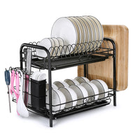 2 Tier Dish Drying Rack Large Cutlery Holder Free Standing Shelf Drainer Storage