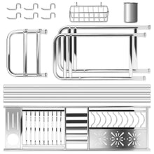 Load image into Gallery viewer, Large Dish Over Sink Rack Drain Drying Holder Shelf Organizer Stainless Steel
