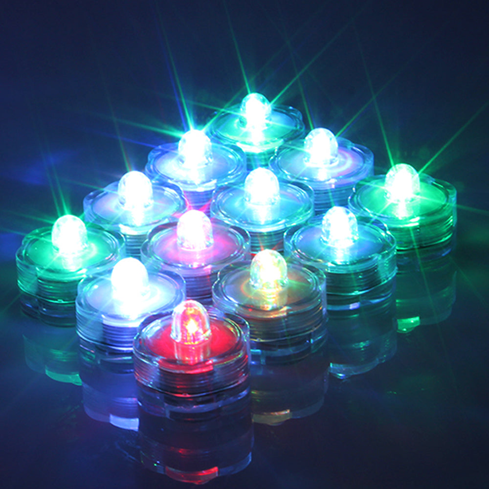 24pcs Submersible LED Tea Light Candle Flameless Waterproof RGB Lamp Underwater