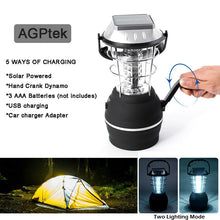 Load image into Gallery viewer, 36 LED Solar Lantern Camping Light Waterproof Hand Crank Dynamo USB Rechargeable

