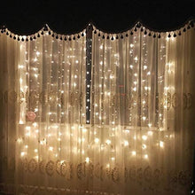 Load image into Gallery viewer, 3M/10ft 300LED Warm White Starry Fairy String Curtain Light Wall Plug-in Waterproof Outdoor
