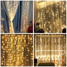 Load image into Gallery viewer, Curtain Lights, 9.8ft x 6.6ft 8 Modes flashing with memory function String Lights for Wedding/Party Backdrops, Waterproof &amp; UL Safety, Warm white
