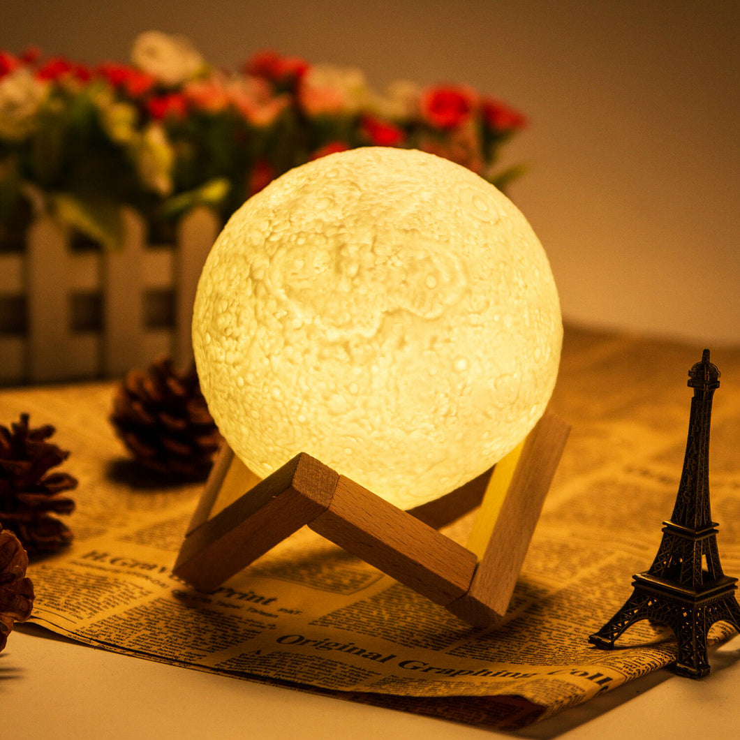 Rechargeable Moon Lamp Night Light Kids Dimmable LED Touch Changing Light