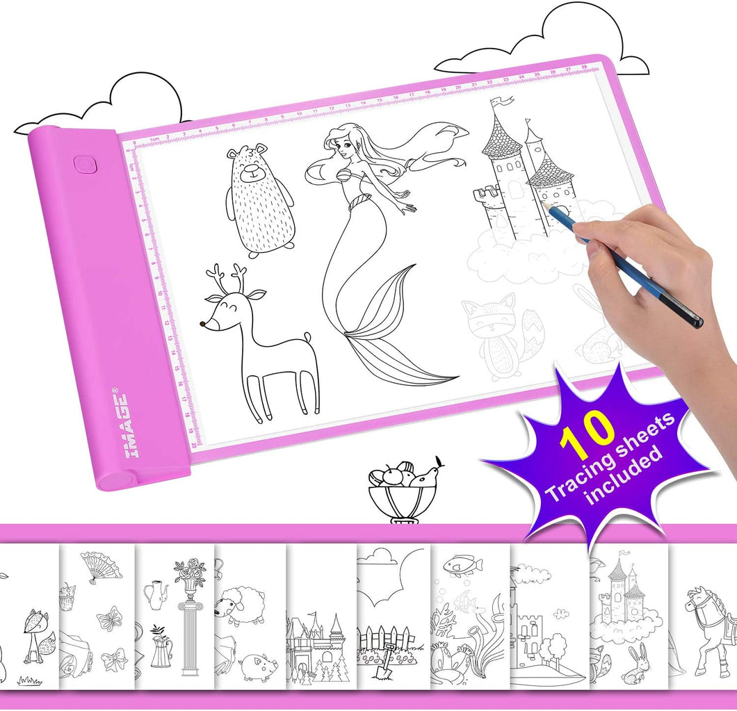 IMAGE Light-up Tracing Pad Pink Coloring Drawing Art Gift Toy Girls Boys Age 6+
