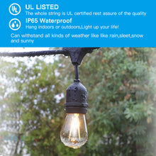 Load image into Gallery viewer, 48 FT LED String Lights Outdoor Patio Yard Commercial Grade Waterproof Bulbs
