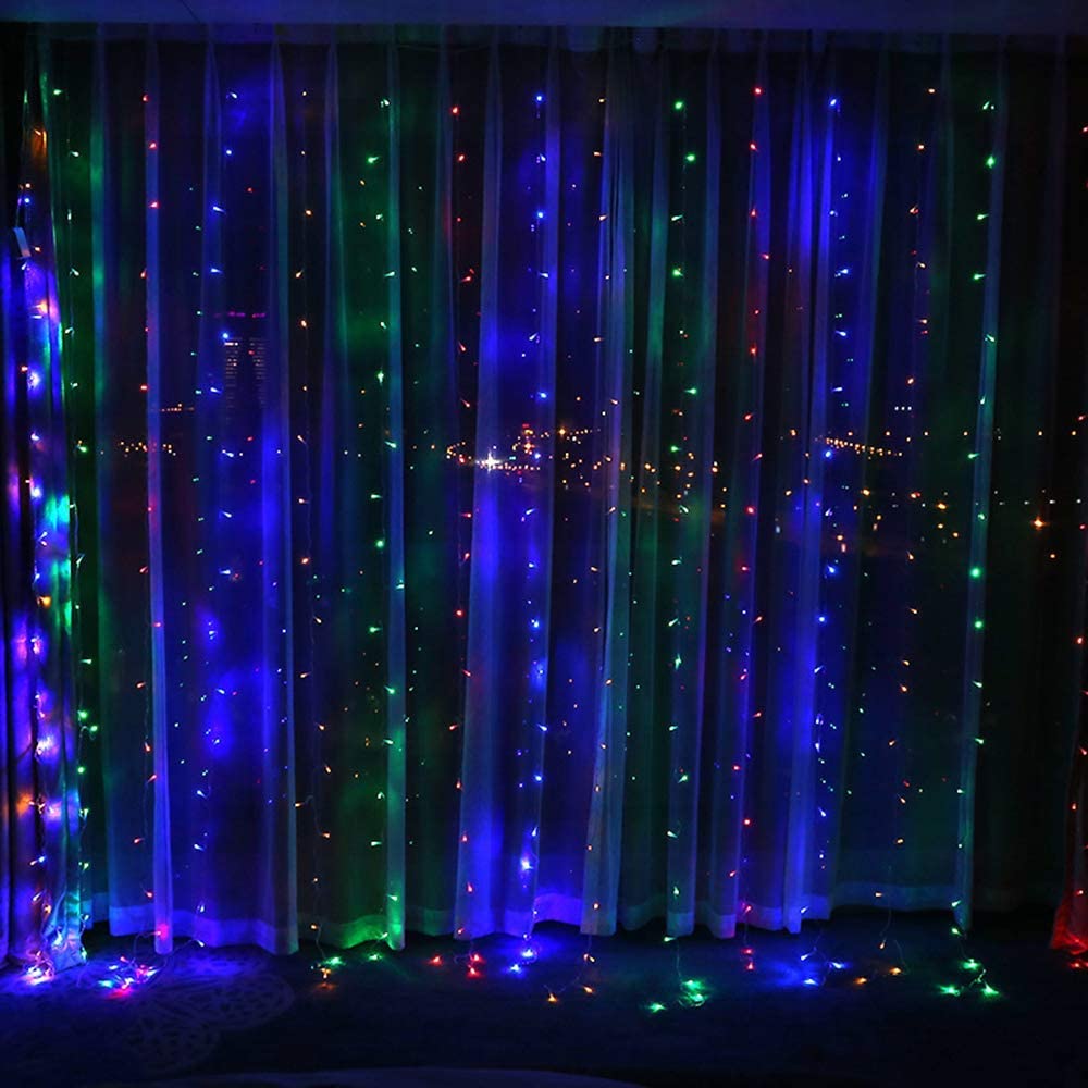 19.6*6.6FT 448LED RGB Multi-color  Waterproof String Fairy Curtain Lights Window Xmas Decor