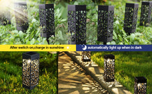 Load image into Gallery viewer, Image 6Pcs Outdoor Solar Light Powered Garden Pathway Lights Waterproof Hollow with Ground Spike for Yard Patio Garden Lawn Walkway
