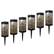 Image 6Pcs Outdoor Solar Light Powered Garden Pathway Lights Waterproof Hollow with Ground Spike for Yard Patio Garden Lawn Walkway