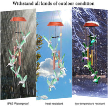 Load image into Gallery viewer, Garden Patio Yard Waterproof Solar Hummingbird Wind Chimes
