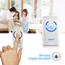 Load image into Gallery viewer, 4 in 1 Wireless Door Bell Doorbell with Blue LED Indicator 36 Chimes 16bit Soft Sound Loud Ring 150m Distance AGPTEK
