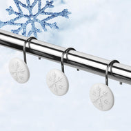 12pcs Snowflake  Anti-Rust Round Shower Curtain Hooks for Home Bathroom Decor