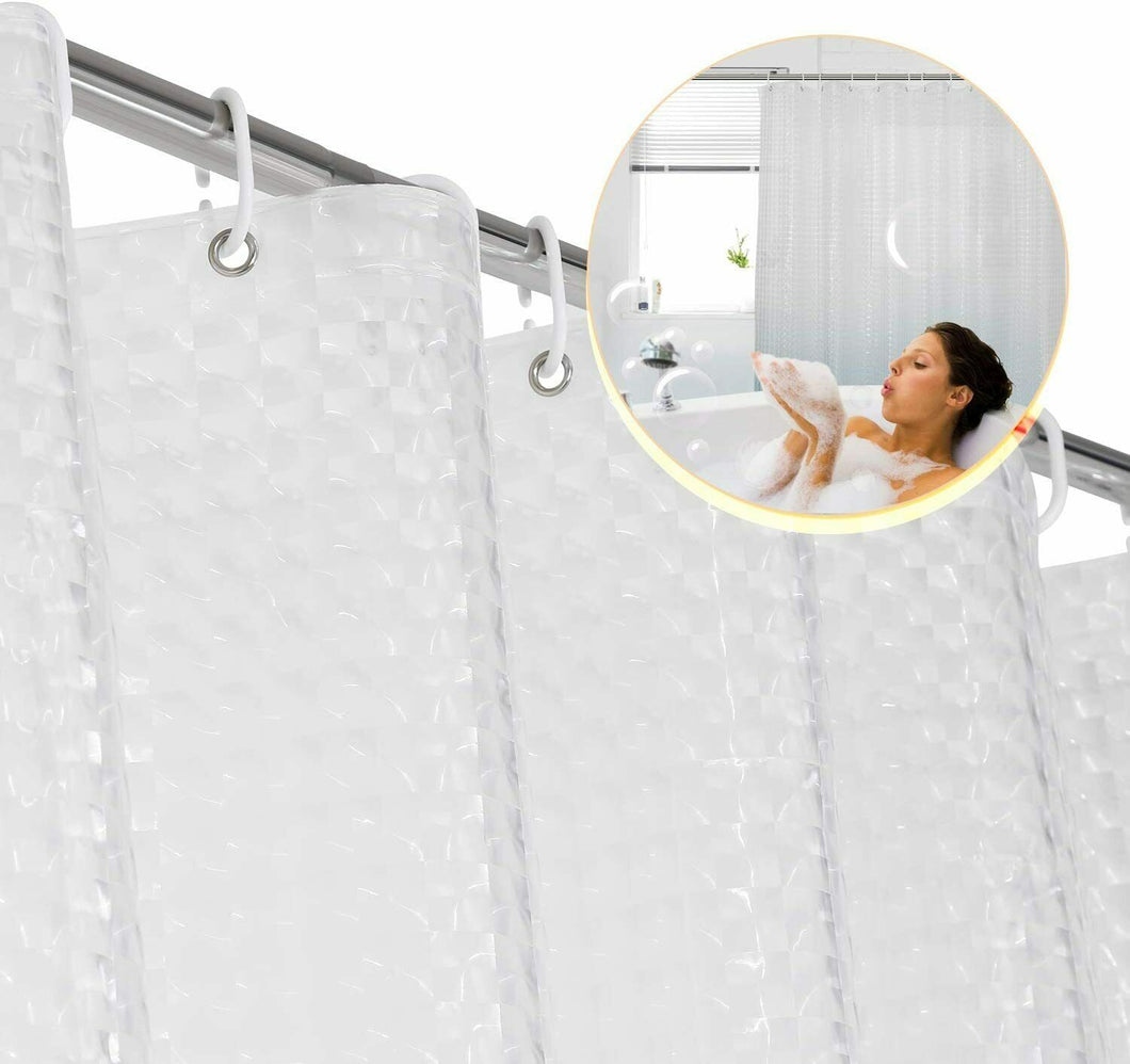 72in FITNATE EVA Shower Clear Curtain Liner Non Toxic Rust Proof Grommets Hooks