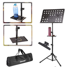 Load image into Gallery viewer, Foldable Adjustable Music Stand Sheet Holder Tripod Base Metal with Carry Bag
