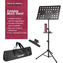 Load image into Gallery viewer, Foldable Adjustable Music Stand Sheet Holder Tripod Base Metal with Carry Bag
