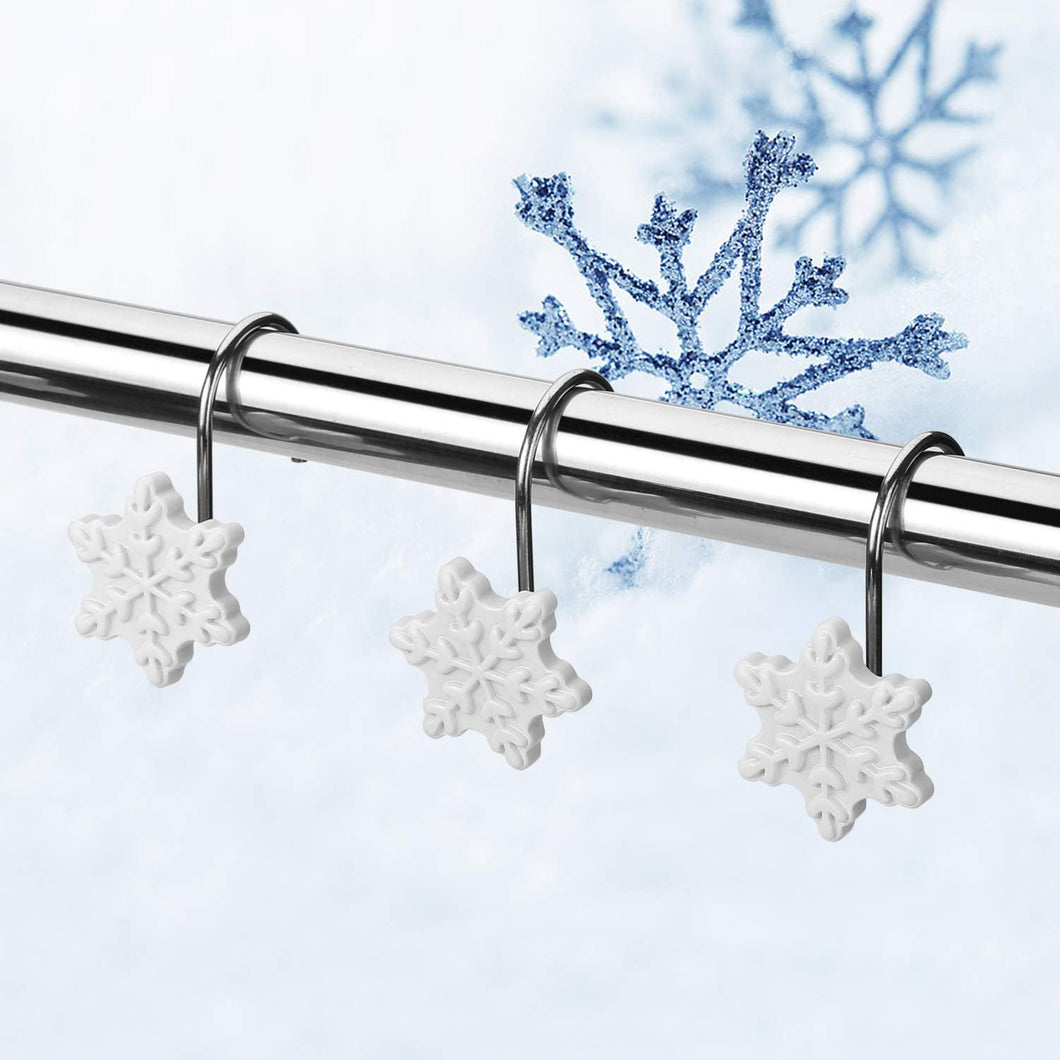 12pcs Snowflake Anti-Rust Tie Backs Shower Curtain Hooks for Bathroom Decorative
